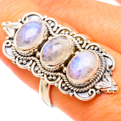 Rainbow Moonstone Rings handcrafted by Ana Silver Co - RING117679