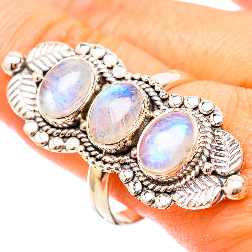 Rainbow Moonstone Rings handcrafted by Ana Silver Co - RING117680
