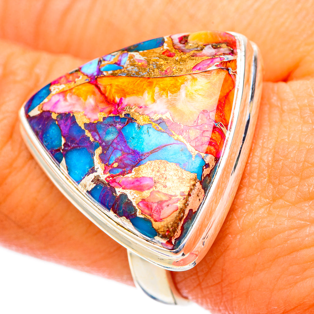 Kingman Pink Dahlia Turquoise Rings handcrafted by Ana Silver Co - RING117682