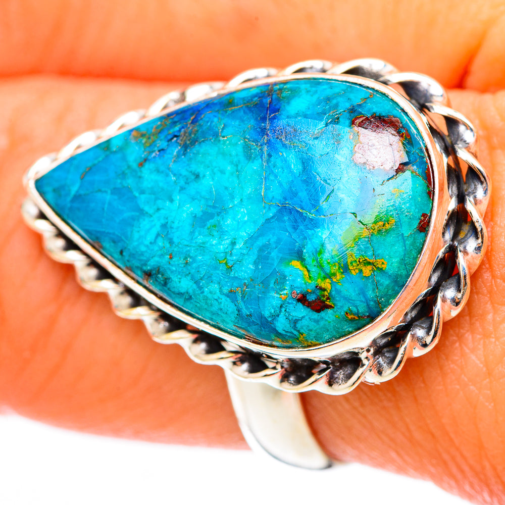 Peruvian Chrysocolla Rings handcrafted by Ana Silver Co - RING117700