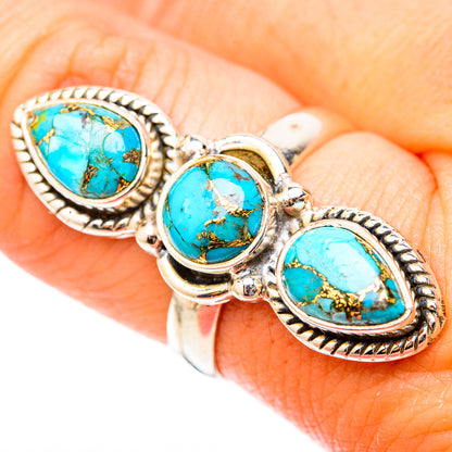 Blue Copper Composite Turquoise Rings handcrafted by Ana Silver Co - RING117701