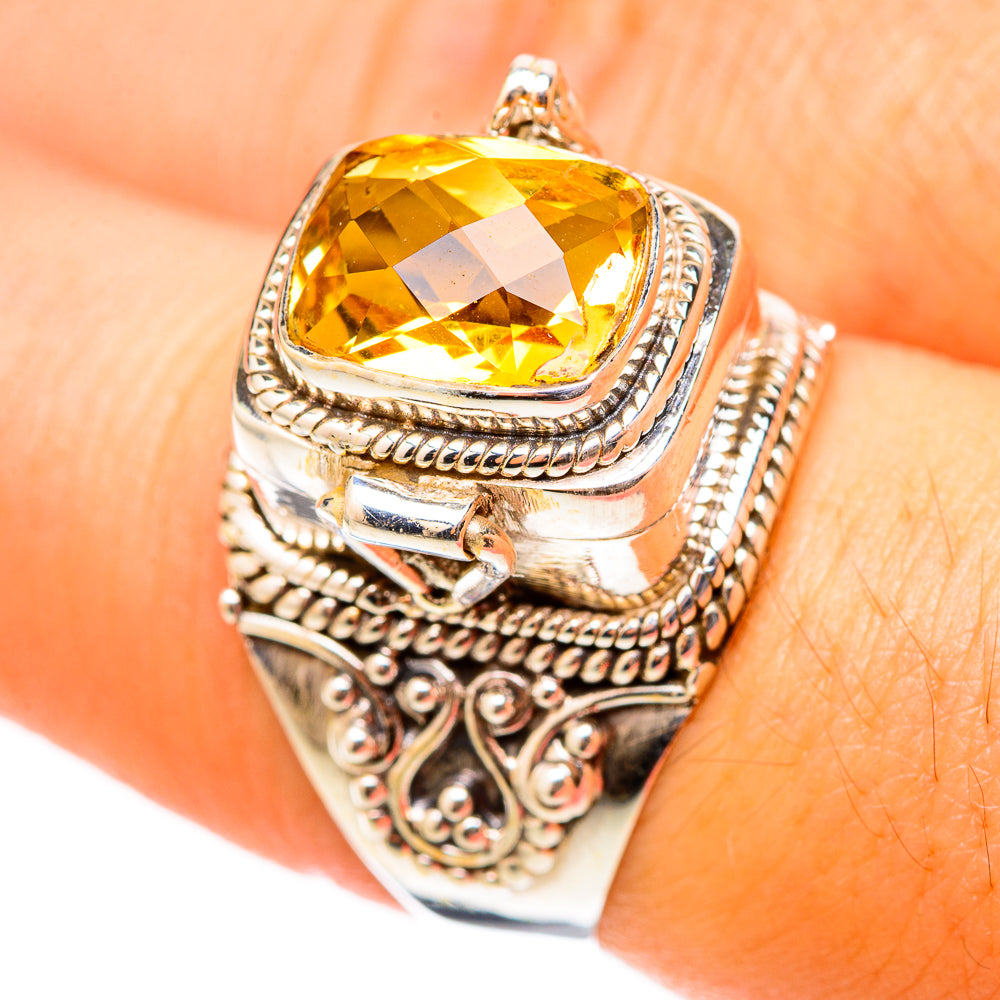 Citrine faceted oval top ring in 925 sterling silver with detailed filigree, size 8