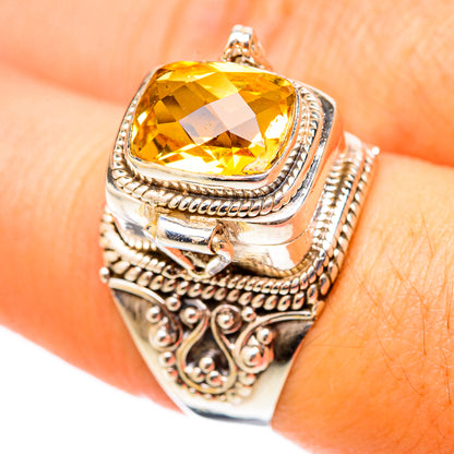 Citrine faceted oval top ring in 925 sterling silver with detailed filigree, size 8
