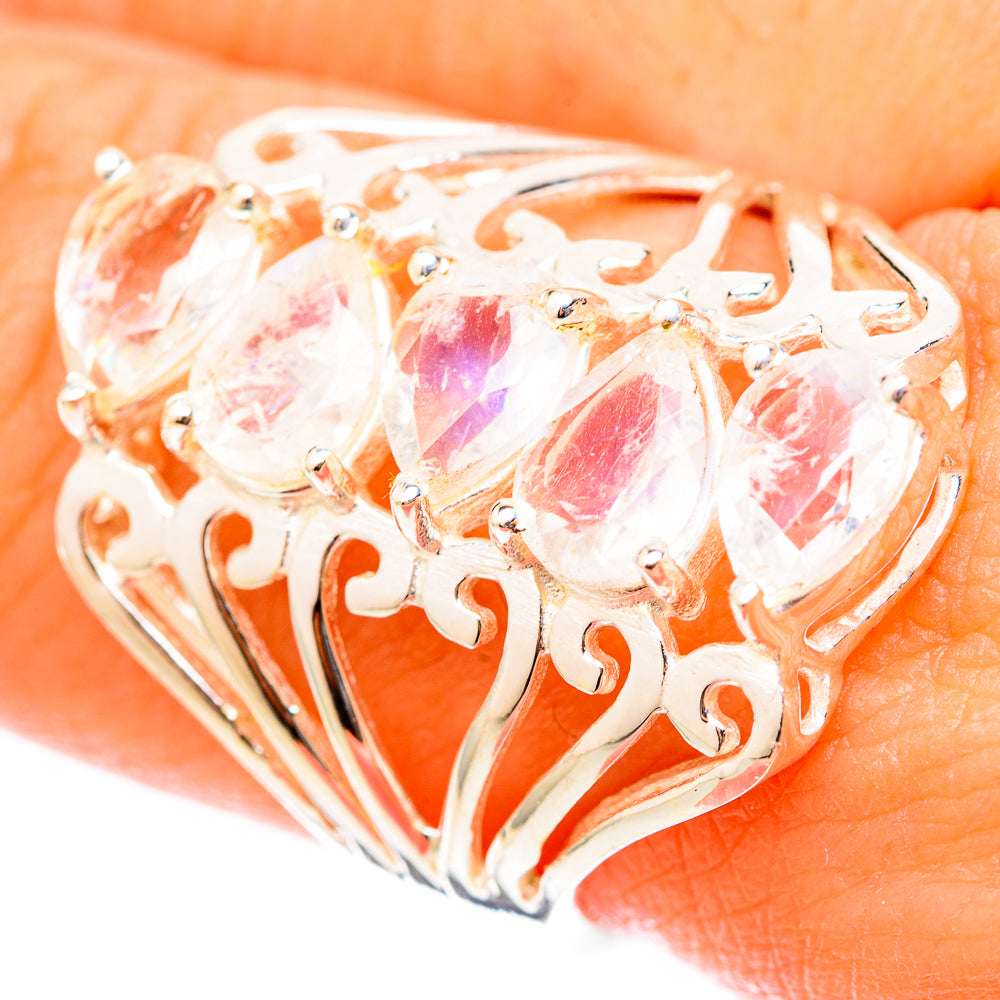 Rainbow Moonstone Rings handcrafted by Ana Silver Co - RING117719