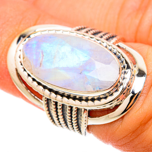 Rainbow Moonstone Rings handcrafted by Ana Silver Co - RING117720