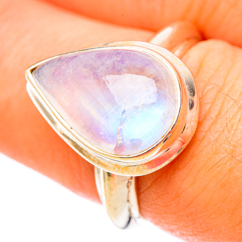 Rainbow Moonstone Rings handcrafted by Ana Silver Co - RING117722