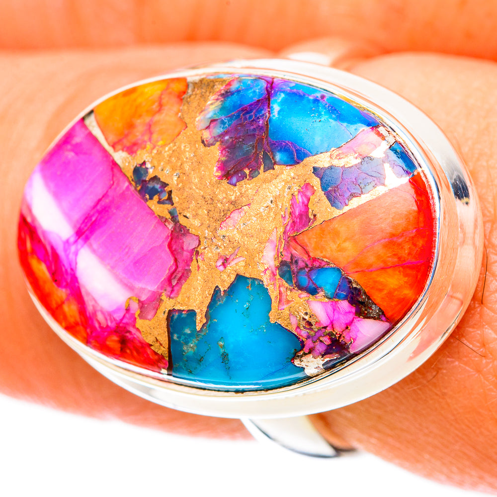 Kingman Pink Dahlia Turquoise Rings handcrafted by Ana Silver Co - RING117724