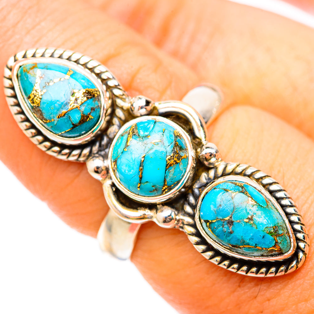 Blue Copper Composite Turquoise Rings handcrafted by Ana Silver Co - RING117729