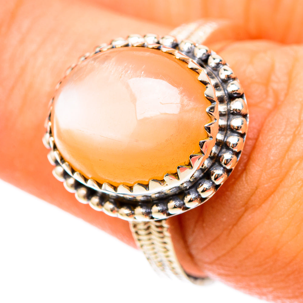 Peach Moonstone Rings handcrafted by Ana Silver Co - RING117737