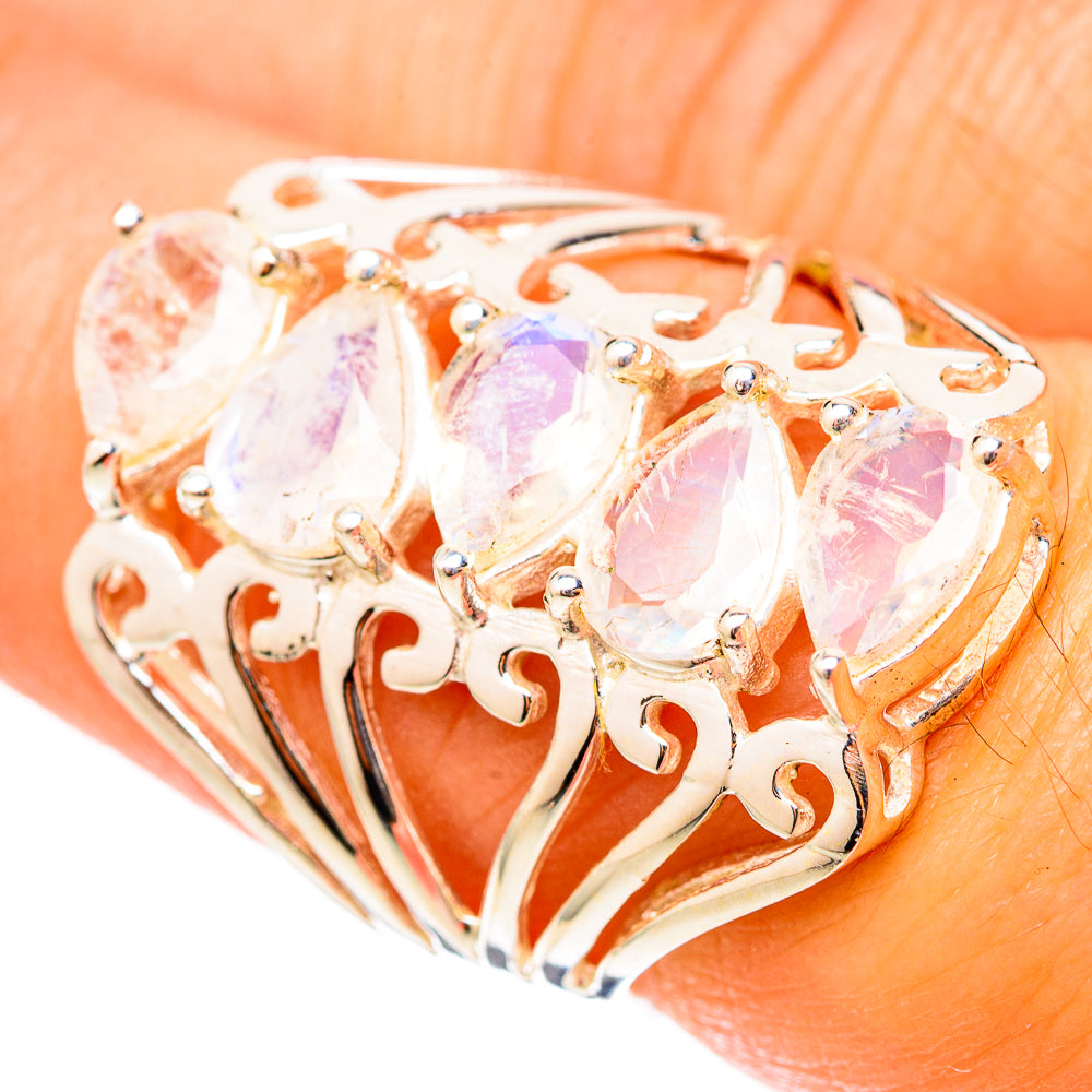 Rainbow Moonstone Rings handcrafted by Ana Silver Co - RING117752