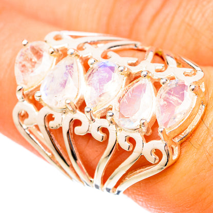 Rainbow Moonstone Rings handcrafted by Ana Silver Co - RING117752
