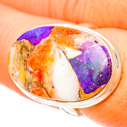 Kingman Pink Dahlia Turquoise Rings handcrafted by Ana Silver Co - RING117754