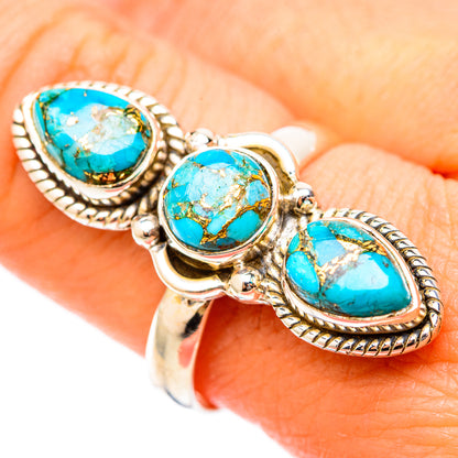 Blue Copper Composite Turquoise Rings handcrafted by Ana Silver Co - RING117760