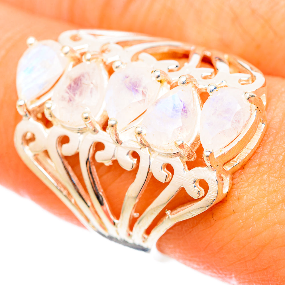 Rainbow Moonstone Rings handcrafted by Ana Silver Co - RING117782