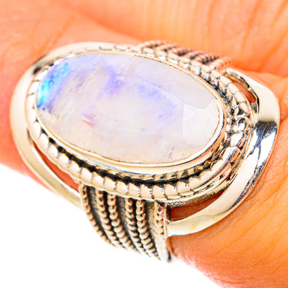 Rainbow Moonstone Rings handcrafted by Ana Silver Co - RING117783