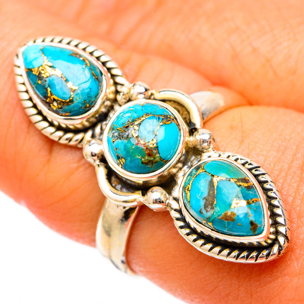 Blue Copper Composite Turquoise Rings handcrafted by Ana Silver Co - RING117793