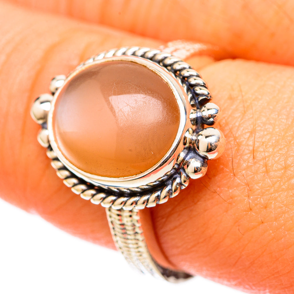 Peach Moonstone Rings handcrafted by Ana Silver Co - RING117796