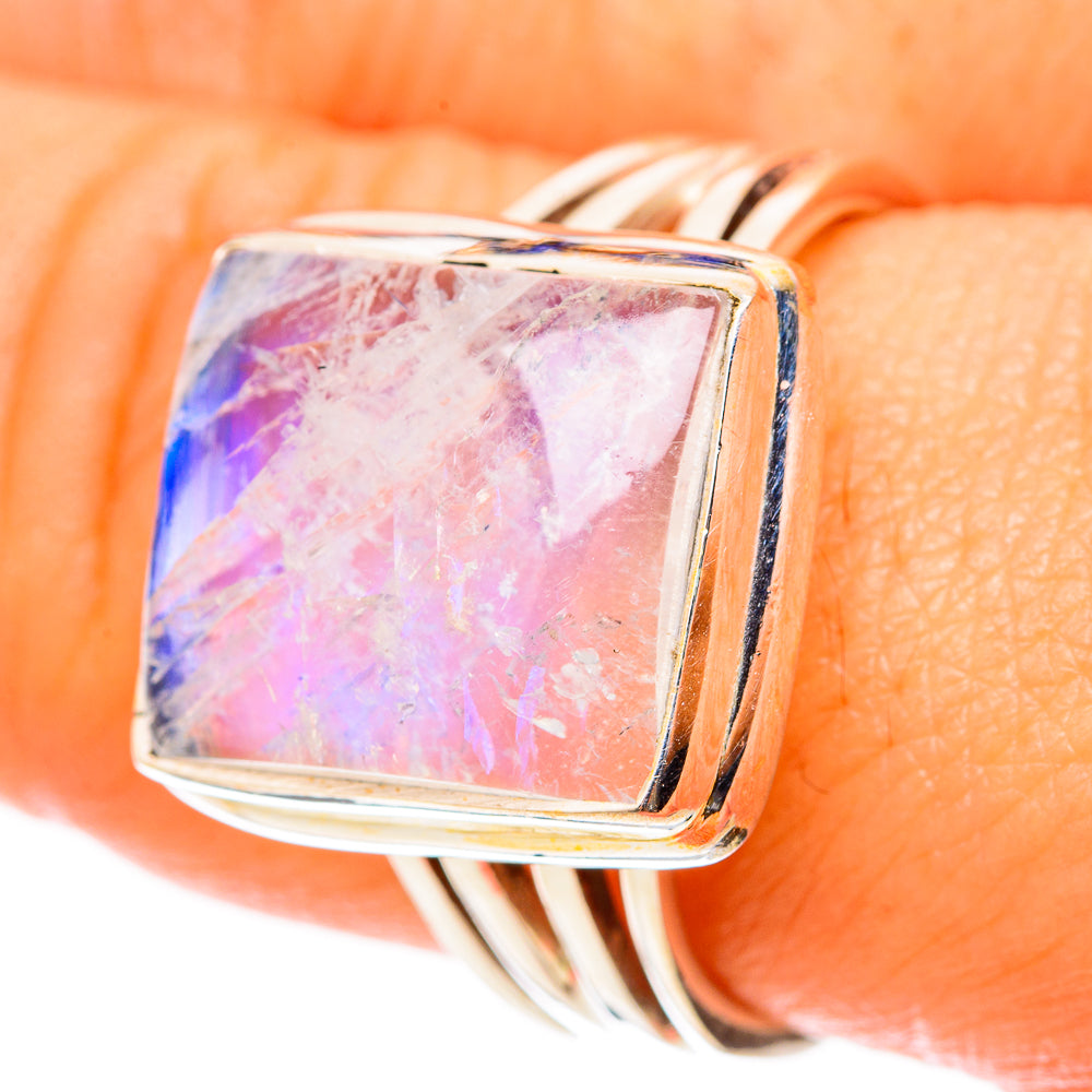 Rainbow Moonstone Rings handcrafted by Ana Silver Co - RING117813