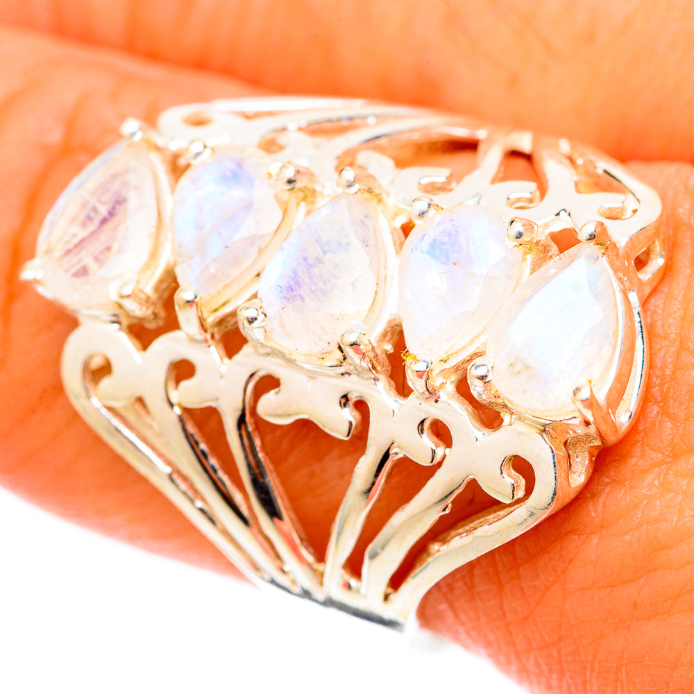 Rainbow Moonstone Rings handcrafted by Ana Silver Co - RING117814