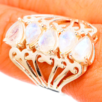 Rainbow Moonstone Rings handcrafted by Ana Silver Co - RING117814