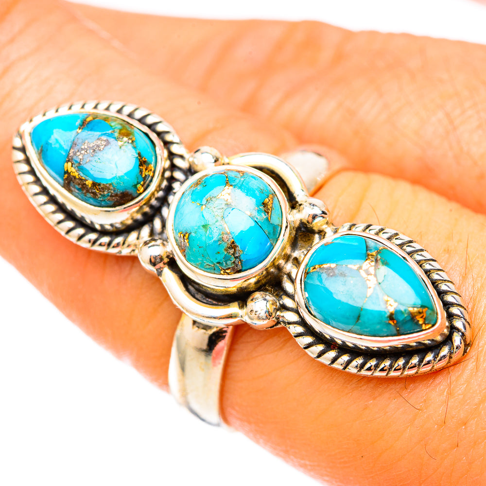 Blue Copper Composite Turquoise Rings handcrafted by Ana Silver Co - RING117821