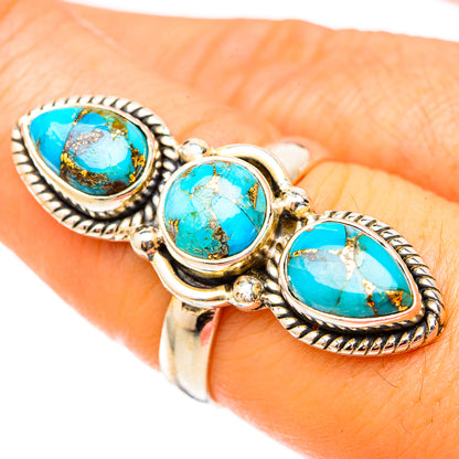 Blue Copper Composite Turquoise Rings handcrafted by Ana Silver Co - RING117821