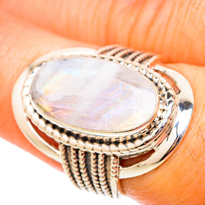 Rainbow Moonstone Rings handcrafted by Ana Silver Co - RING117837