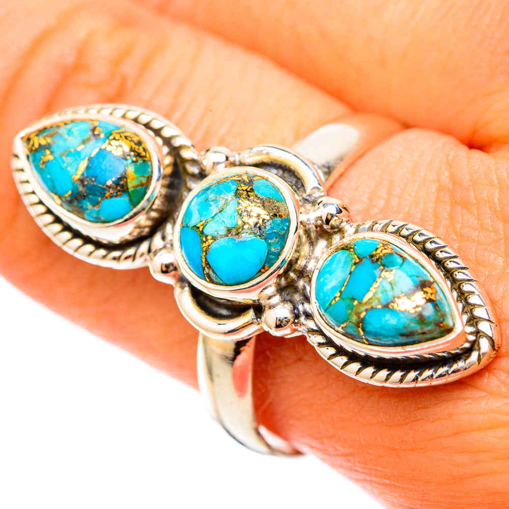 Blue Copper Composite Turquoise Rings handcrafted by Ana Silver Co - RING117843