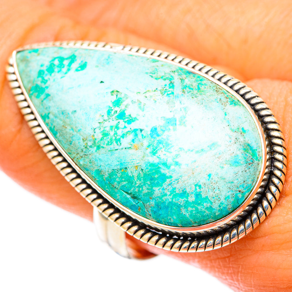 Peruvian Chrysocolla Rings handcrafted by Ana Silver Co - RING117857