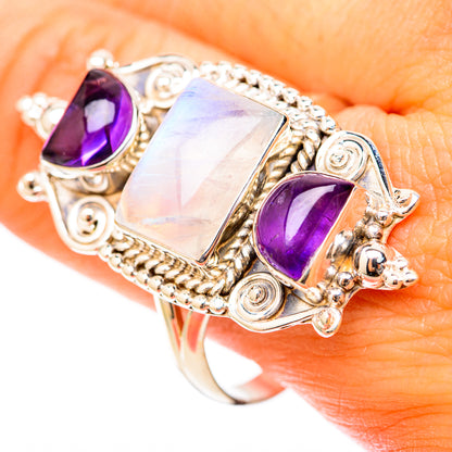 Rainbow Moonstone Rings handcrafted by Ana Silver Co - RING117868