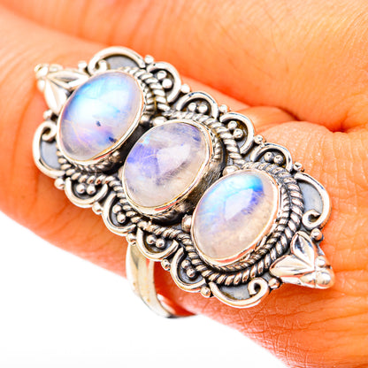 Rainbow Moonstone Rings handcrafted by Ana Silver Co - RING117871