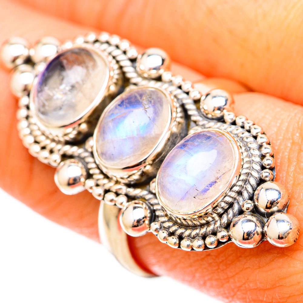 Rainbow Moonstone Rings handcrafted by Ana Silver Co - RING117872