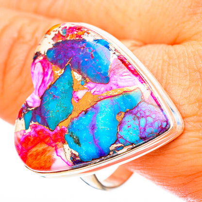Kingman Pink Dahlia Turquoise Rings handcrafted by Ana Silver Co - RING117873