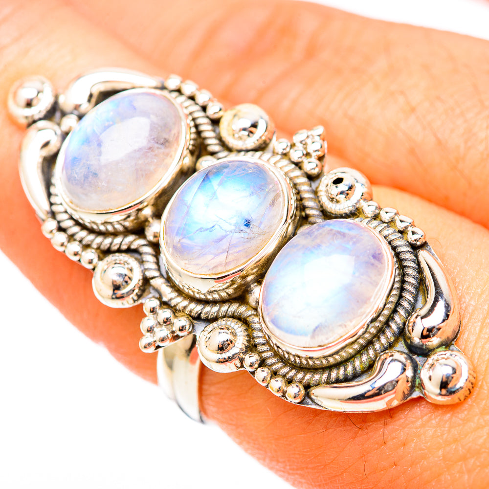 Rainbow Moonstone Rings handcrafted by Ana Silver Co - RING117903