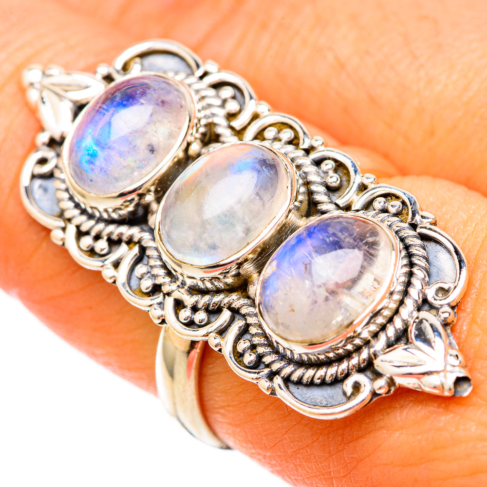 Rainbow Moonstone Rings handcrafted by Ana Silver Co - RING117904