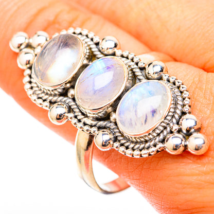 Rainbow Moonstone Rings handcrafted by Ana Silver Co - RING117928