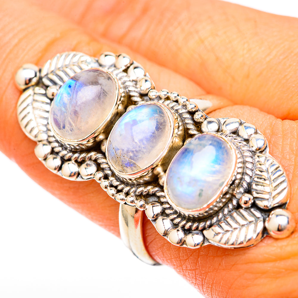 Rainbow Moonstone Rings handcrafted by Ana Silver Co - RING117929