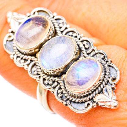 Rainbow Moonstone Rings handcrafted by Ana Silver Co - RING117930