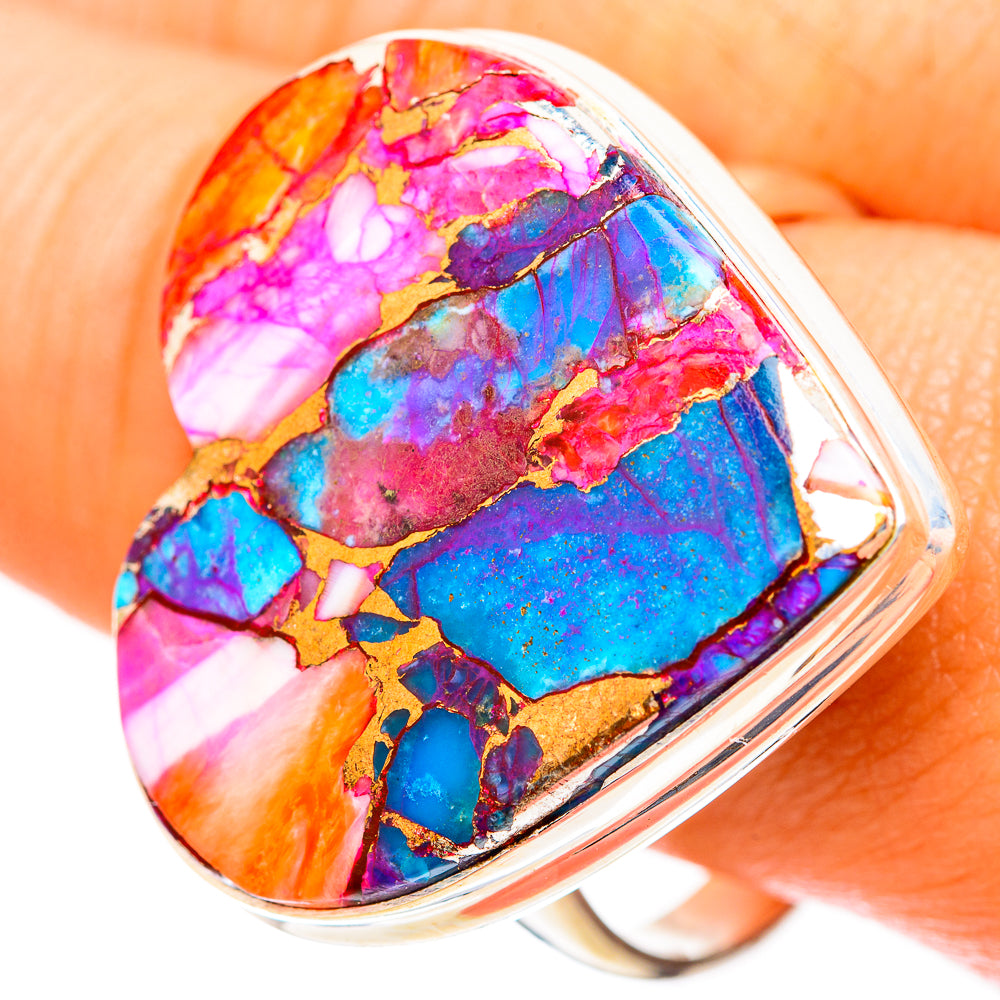 Kingman Pink Dahlia Turquoise Rings handcrafted by Ana Silver Co - RING117932