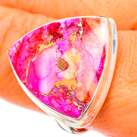 Kingman Pink Dahlia Turquoise Rings handcrafted by Ana Silver Co - RING117949