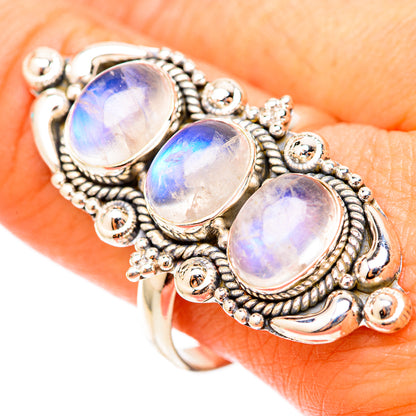 Rainbow Moonstone Rings handcrafted by Ana Silver Co - RING117956