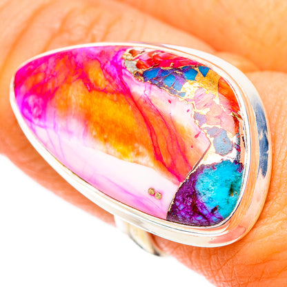 Kingman Pink Dahlia Turquoise Rings handcrafted by Ana Silver Co - RING117961