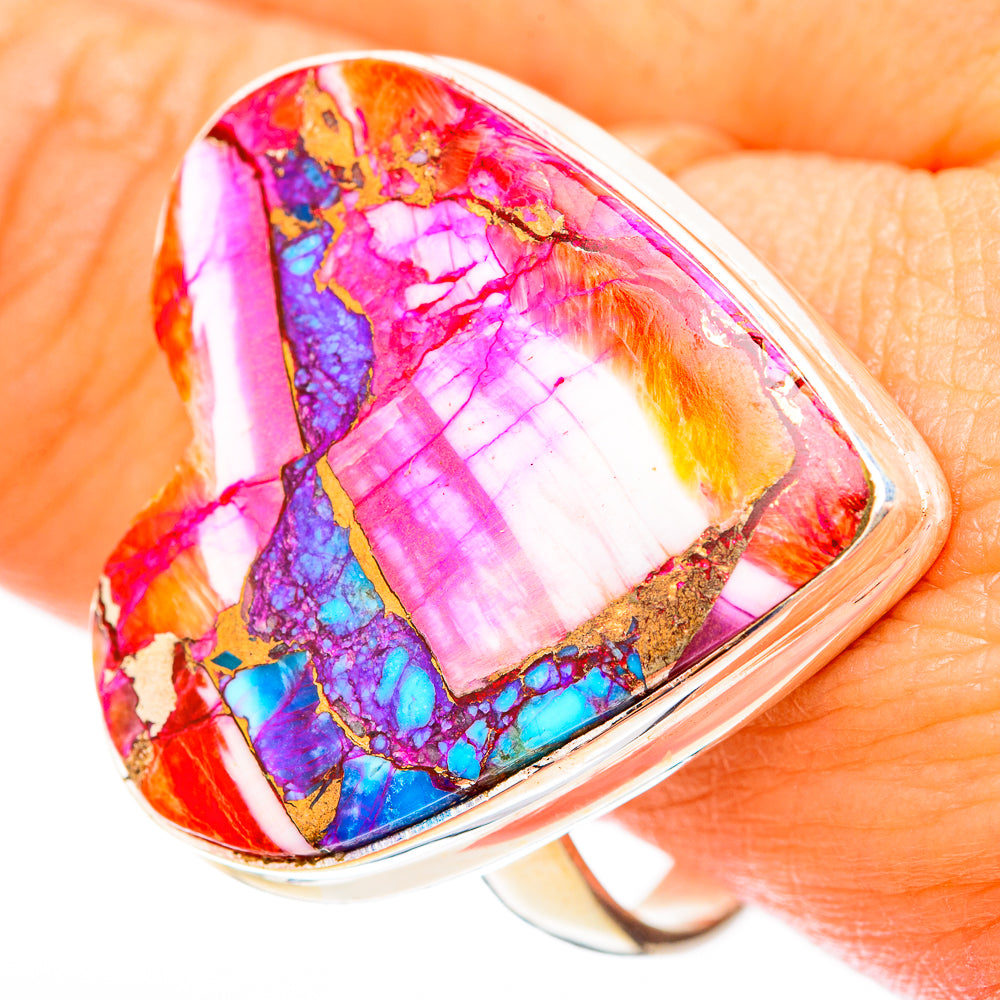 Kingman Pink Dahlia Turquoise Rings handcrafted by Ana Silver Co - RING117962