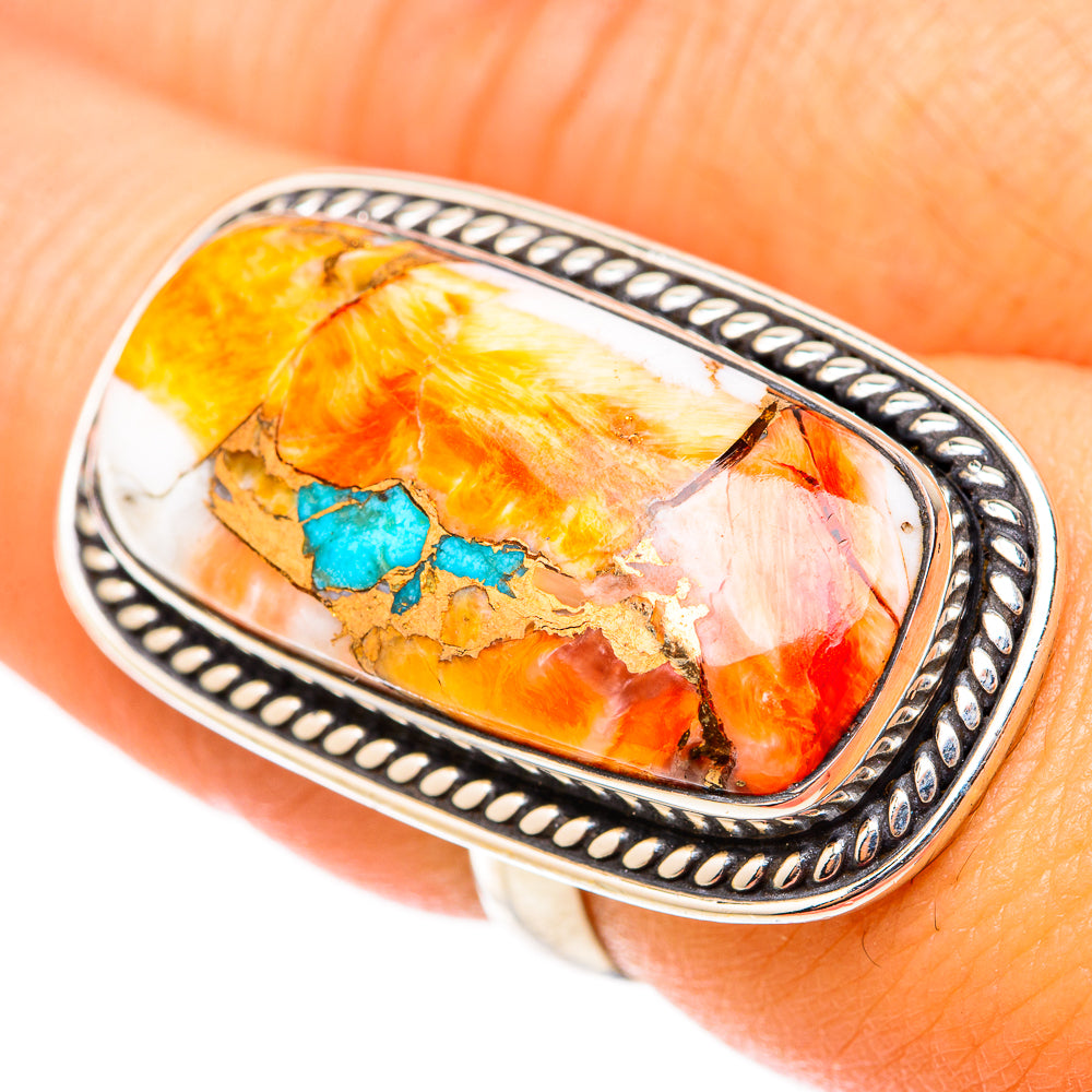 Kingman Pink Dahlia Turquoise Rings handcrafted by Ana Silver Co - RING117975