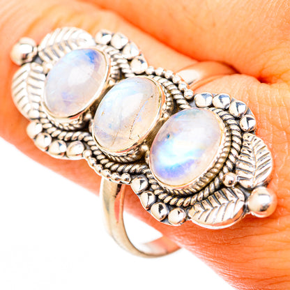 Rainbow Moonstone Rings handcrafted by Ana Silver Co - RING117981