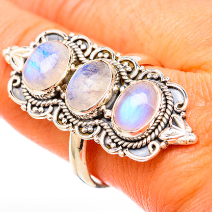 Rainbow Moonstone Rings handcrafted by Ana Silver Co - RING117982