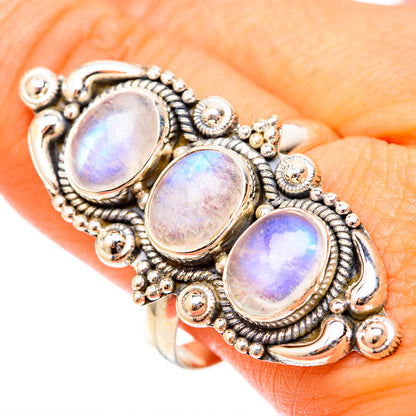 Rainbow Moonstone Rings handcrafted by Ana Silver Co - RING117983