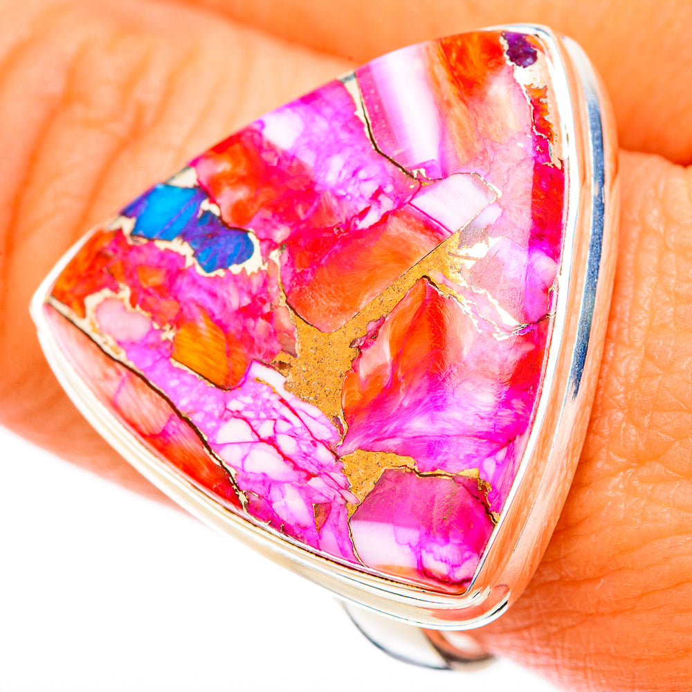 Kingman Pink Dahlia Turquoise Rings handcrafted by Ana Silver Co - RING117985