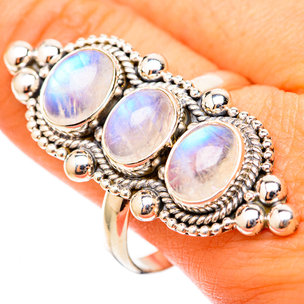Rainbow Moonstone Rings handcrafted by Ana Silver Co - RING117995