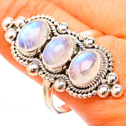 Rainbow Moonstone Rings handcrafted by Ana Silver Co - RING117995